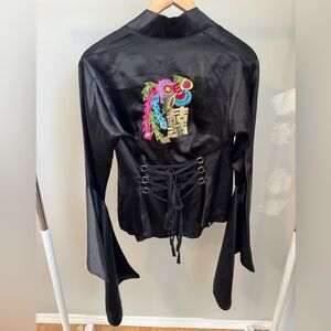 Manish Aurora Loves Fish Fry Kimono Style Top with Embroidery